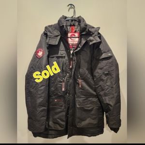 Canada Weather Gear jacket men medium POLYESTER 100% Lining Hood Faux Fur Trim M
